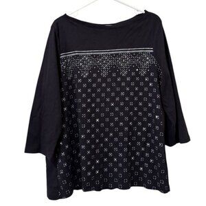 Croft & Barrow Women Size XXL Cotton Blouse Boat Neck Lightweight Casual Office